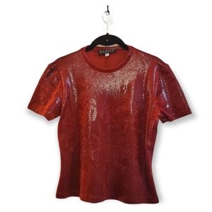 Kenar Studio Red Liquid Sequin Stretch Top Size S